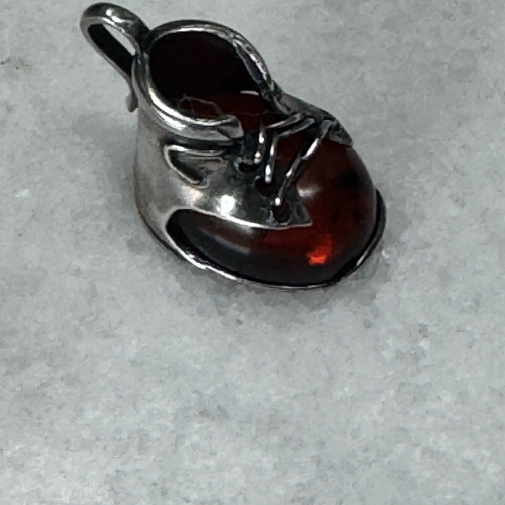 Silver and Red Shoe Pendant